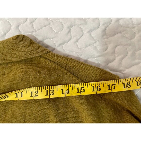 Massimo Dutti Men extra fine Wool Jumper Sweater Size US L mustard sage green - Picture 7 of 9